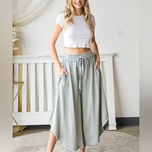 H201 Casual Gray Wide-Leg Pants